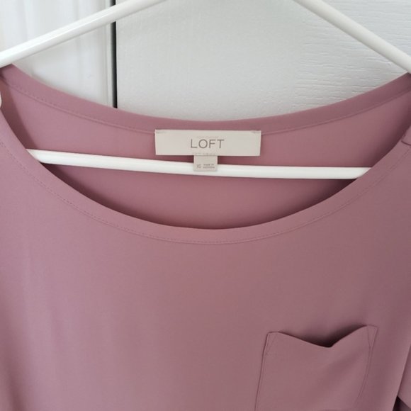 LOFT Dusty Pink Blouse Roll Up Sleeves XS - Picture 5 of 8